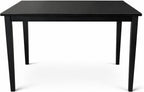 Modern 43.3 Inch Rectangular Dining Table, Black Finish Solid Rubberwood