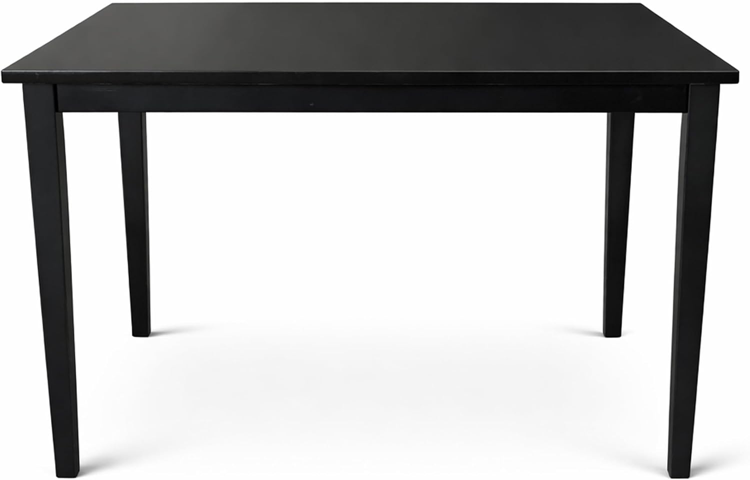 Modern 43.3 Inch Rectangular Dining Table, Black Finish Solid Rubberwood