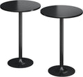 Flamaker Round Bistro Pub Table Modern Style Metal Base MDF Top Cocktail Bar Table Counter Bar Height for Pub, Dining Room, Party (2, Full Black)