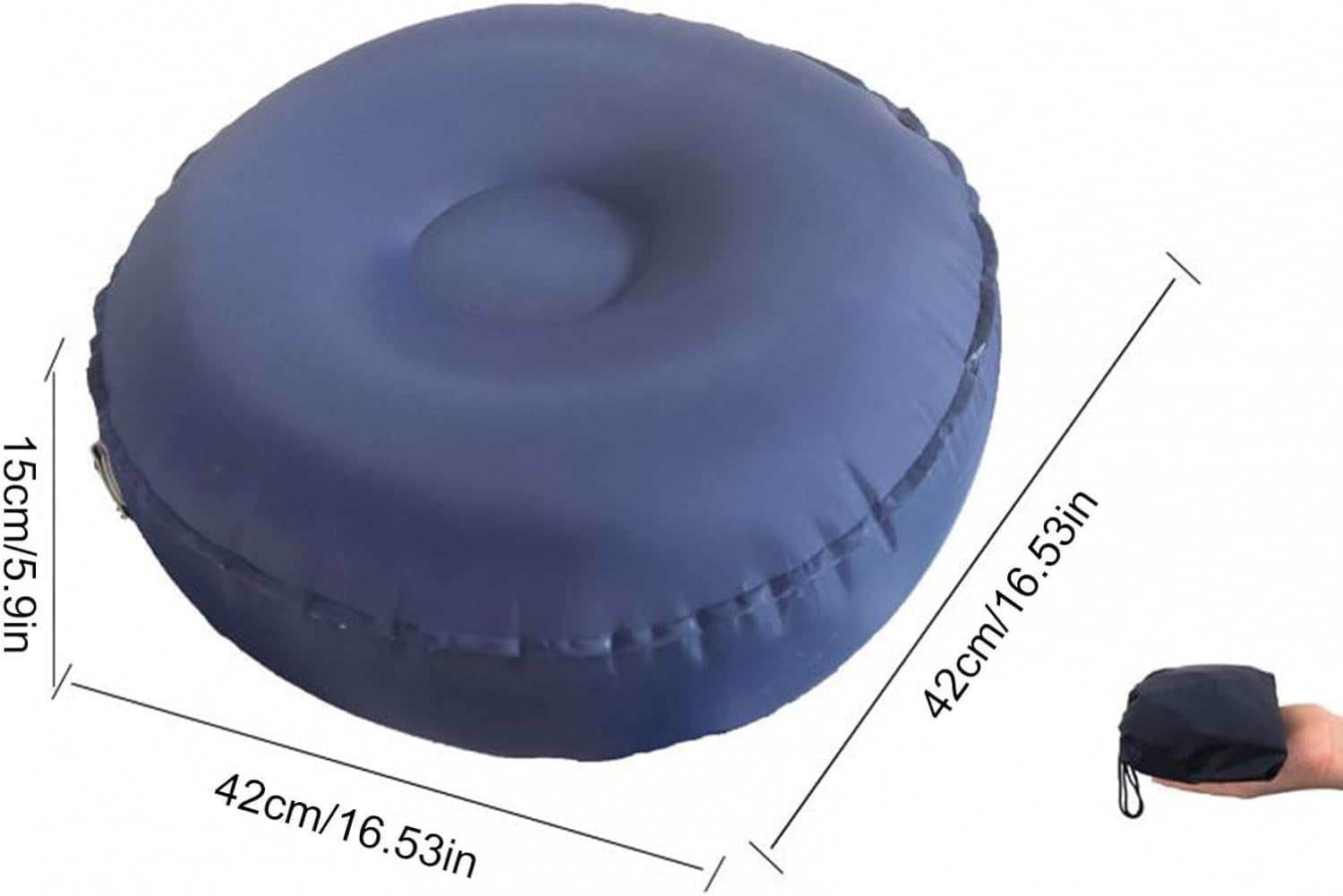 Inflatable Meditation Cushion,Seating Indoor Outdoor Meditation Pillow, Comfortable Lightweight Yoga Cushion for Travel Office, Dark Blue