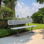 4/6/8 Feet Park Bench for Outside Heavy Duty Metal, Garden Benches Outdoor Bench with Backrest & Portable Frame, for Shopping Malls Stores Parks Patios Decks, Grey