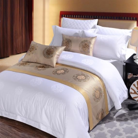 Bed Runner Bedding Scarves 180X50cm for 1.2m Bed Scarf for King Queen Size Home Hotel Bedroom Decor Bed Throws for Foot Yellow
