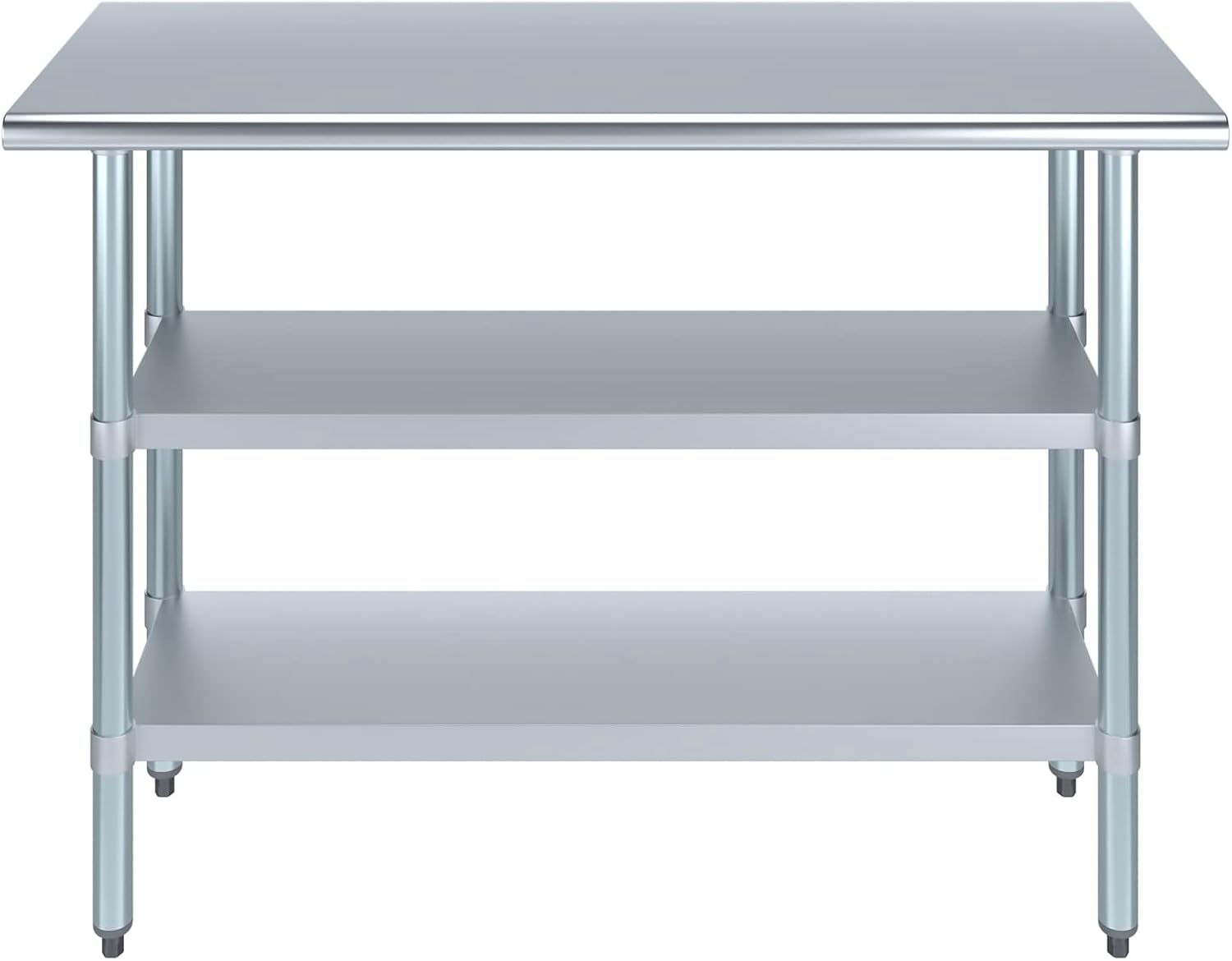 48" Long X 18" Deep Stainless Steel Work Table with 2 Shelves | Metal Food Prep Station | Commercial & Residential NSF Utility Table