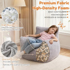 Bean Bag Chair - Plush Faux Fur Floor Seating Furniture Bean Bag Chair for Living Room, Bedroom, Playroom (2.5FT Stripe Grey)