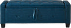 Storage, Bench for Bedroom,Living Room,Hallway, Upholstered Tufted Faux Leather Ottoman Blue