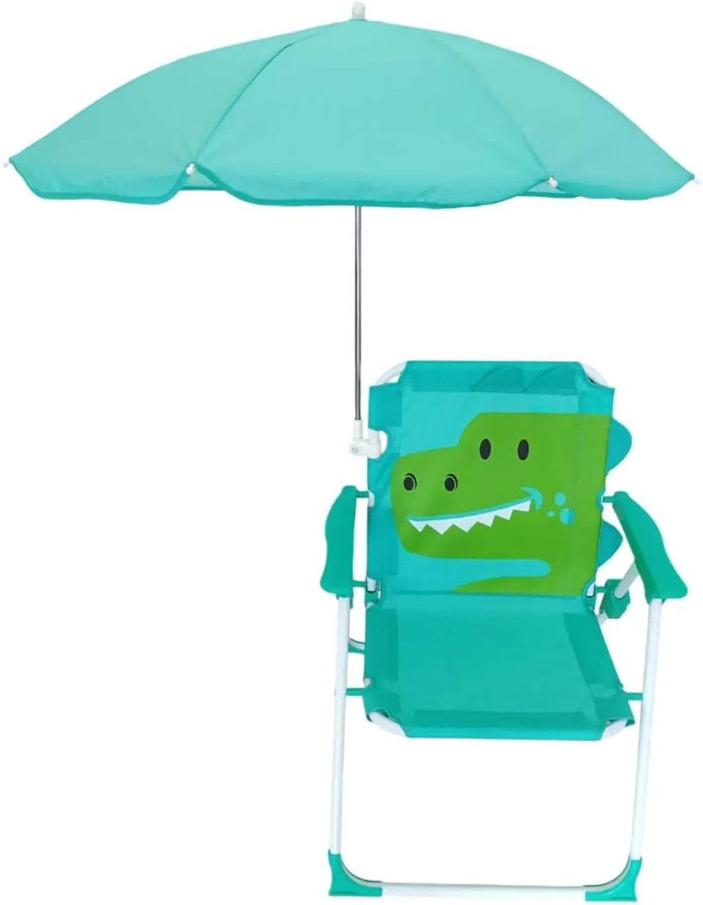 Kids Beach Chair with Umbrella, Foldable & Detachable Portable Cute Animal Pattern Kids Beach Chair with Canopy for Outdoor Summer, Crocodile ·1