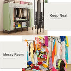 Canvas Wardrobe 85x50x172cm Wardrobes for Bedroom,Portable Wardrobe,1 Hanging Rails Folding Wardrobe,Folding Collapsible Fabric Storage Box for Wardrobe