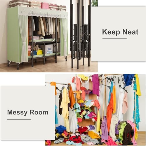 Canvas Wardrobe 85x50x172cm Wardrobes for Bedroom,Portable Wardrobe,1 Hanging Rails Folding Wardrobe,Folding Collapsible Fabric Storage Box for Wardrobe