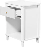 Kids Nightstand Modern Kids Bedside Table with Drawer & Open Storage Shelf Wood End Side Table Toddler Nightstand for Bedroom Living Room (White)