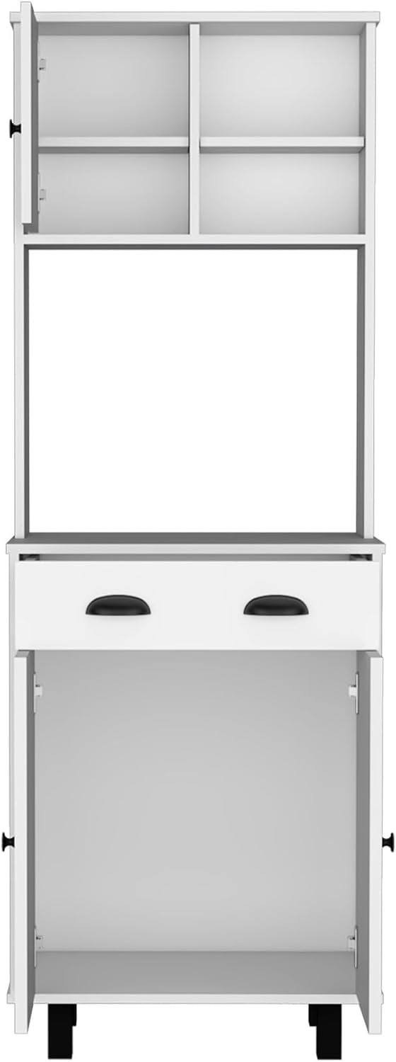 67" H with 5-Tier Storage Shelves and 2 Doors, White,for Kitchen