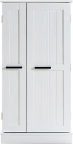 Pantry Cabinet with Storage,Freestanding Kitchen Hutch with Doors & Adjustable Shelves, Small Snacks Spices Wine Sideboard for Kitchen,Dining Room (White)