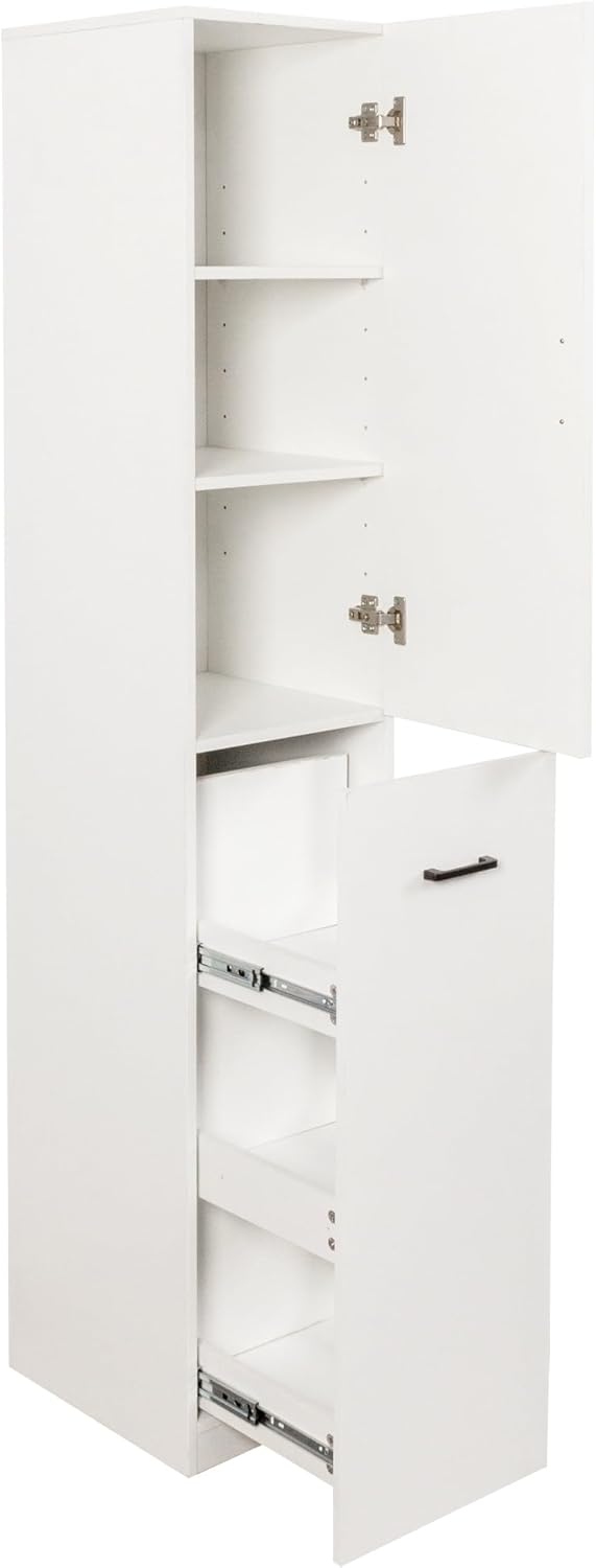 Kitchen Pantry Tall Freestanding Cabinet with 1 Door and 3-Tier Multi-Functional Pull-Out Storage Shelf for Kitchen, Dining Room, Living Room