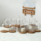 12 * 16cm Big Size Antique Base Different Top Glass Dome Vase Home Decoration Transparent Candle Cover Wedding Friend Favor Gift (1set Ball Dome Base)