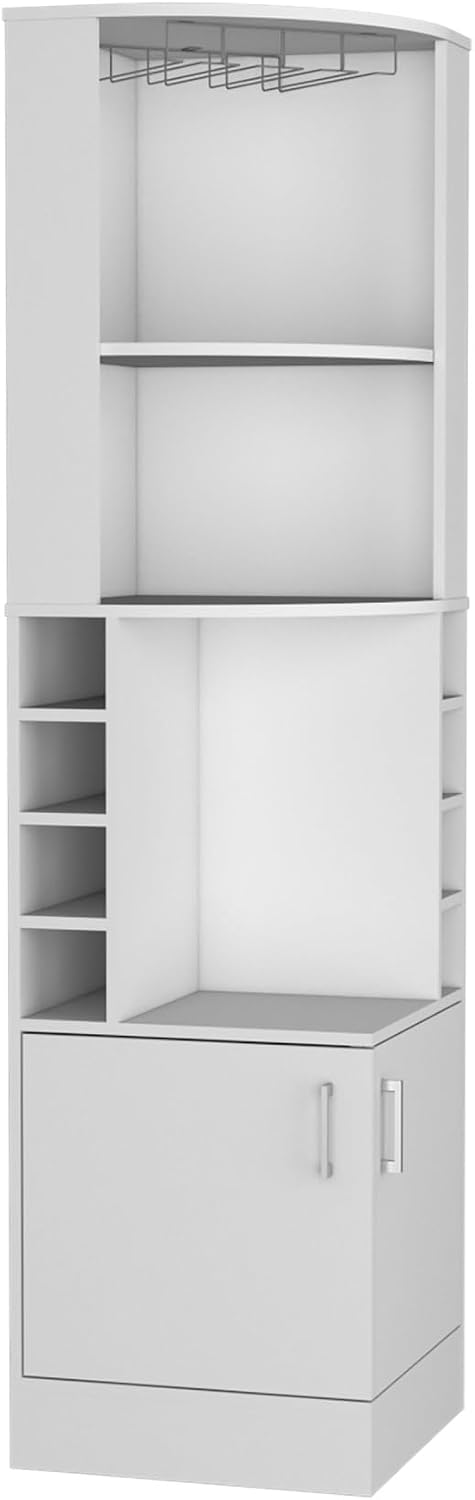 Farmhouse Corner Cabinet, Double Door Cabinet with Glass Rack, Eight Built-in Wine Rack,for Kitchen Home