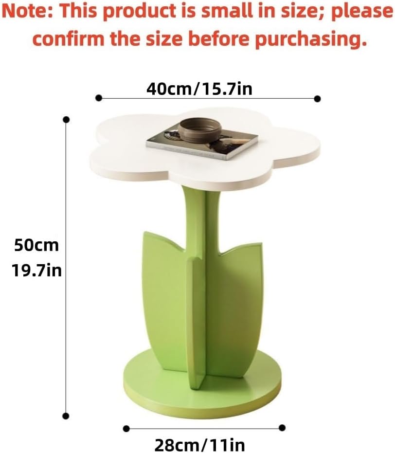 Funky Decorative Flower-Shaped Side Table, Modern Creative Couch Table with Pedestal, Multifunctional End Table for Living Room, Bedroom, Small Spaces(Pink)