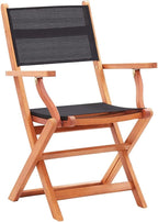 Folding Garden Chair Set of 4, 24"x21.3"x35" Outdoor Patio Chairs in Solid Eucalyptus Wood & Textilene, Foldable Lawn Chairs for Backyard Terrace Balcony