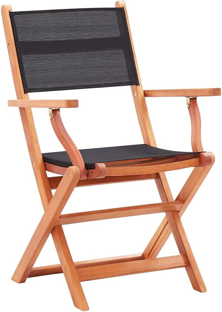 Folding Garden Chair Set of 4, 24"x21.3"x35" Outdoor Patio Chairs in Solid Eucalyptus Wood & Textilene, Foldable Lawn Chairs for Backyard Terrace Balcony