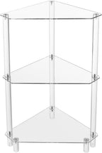 DYNAMI Clear Acrylic Side Table,3 Tier Triangle End Table Small Corner Accent Table for Small Spaces,Modern Corner Shelf for Living Room Bathroom Bedroom,Load Capacity 22lbs (White)
