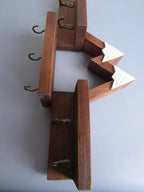 Rustic Mountain Wall Shelf with Hooks, Wood & Metal Wall Storage Organizer, Decorative Floating Shelves for Entryway Bedroom Nursery, Farmhouse Style Home Decor