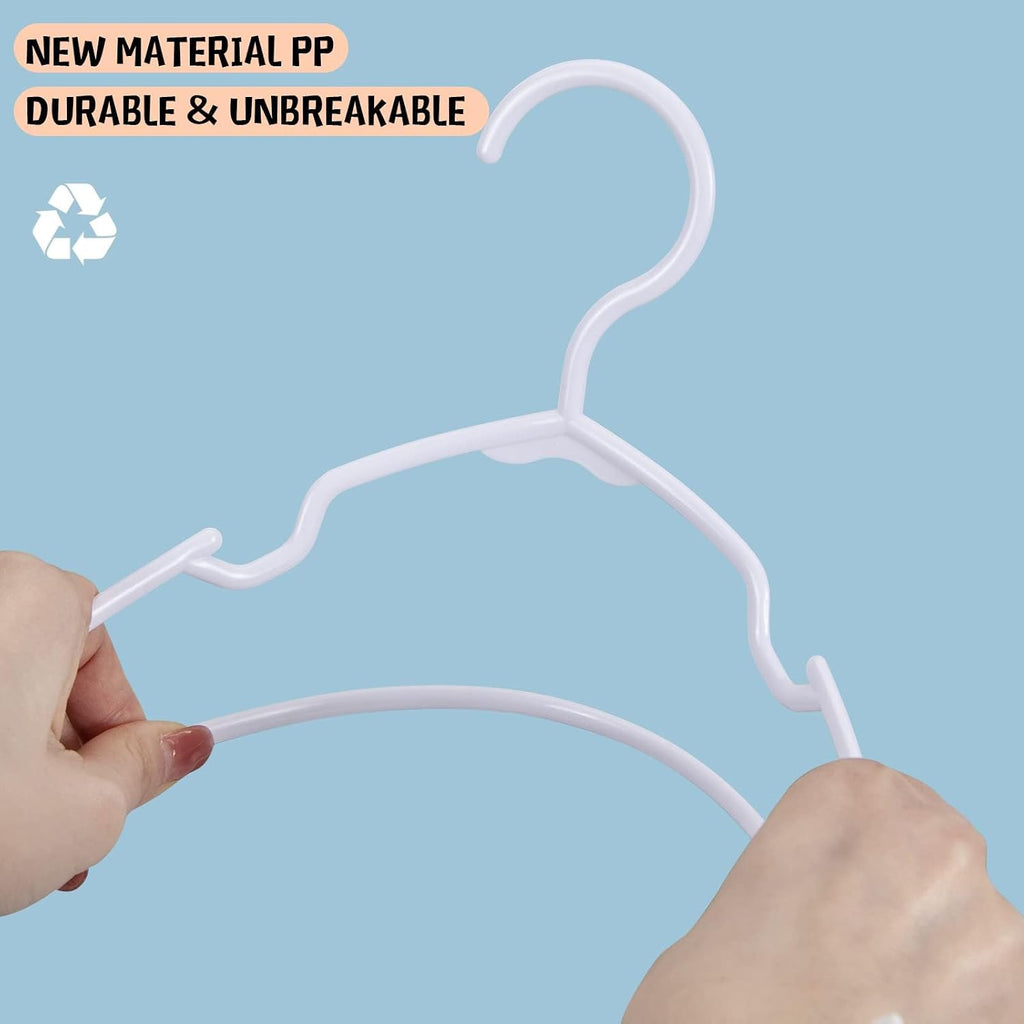 50 Pack White Kids Hangers 11.6 Inch - Baby Clothes Hangers for Toddler & Child, Durable Plastic Children's Hangers for Closet, Pants, Coats, Skirts (Non-Slip, Space-Saving)