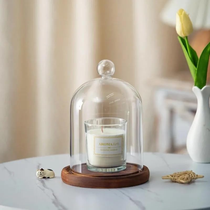 12 * 16cm Big Size Antique Base Different Top Glass Dome Vase Home Decoration Transparent Candle Cover Wedding Friend Favor Gift (1set Ball Dome Base)