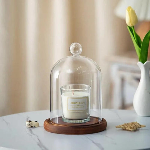 12 * 16cm Big Size Antique Base Different Top Glass Dome Vase Home Decoration Transparent Candle Cover Wedding Friend Favor Gift (1set Ball Dome Base)