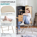Padded Folding Chairs Set of 2, Portable Stackable Acrylic with Cushion for Outdoor Activities, Indoor Gatherings, Living Rooms and Office Meetings, Khaki