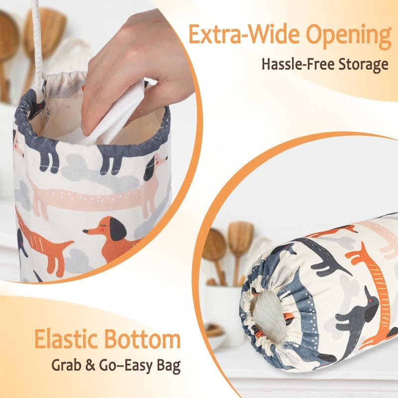 TOGETRUE Plastic Bag Holder, Cute Grocery Bag Holder for Plastic Bags, Wall Mount Bags Dispenser for Home Kitchen Decor (Dog)