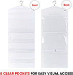 Gift Bag and Tissue Paper Storage, Hanging Organizer with Multiple Front and Back Pockets Double Sided, Organize Gift Wrap and Paper Bags 38 x 16 Inch (White)