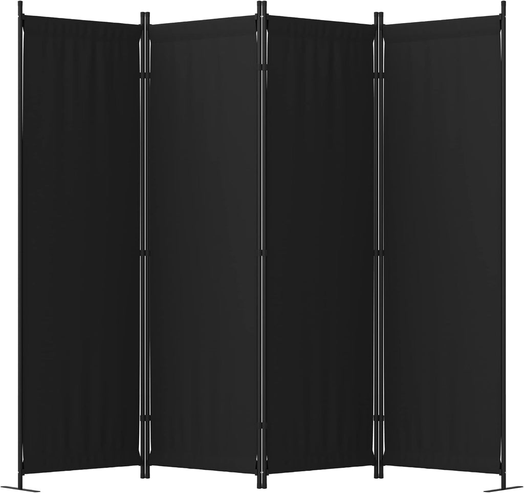 Room Divider, 4 Panel Folding Privacy Screen, 88” Portable Separating with 3 Metal Feet, Partition Room Dividers, Lightweight Freestanding Wall Divider Screen for Office Bedroom Hospital(Black)