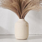 SIDUCAL Ceramic Rustic Farmhouse Vase | 7 Inch Pottery Decorative Flower Sand Glaze Finish Boho Vase for Home Decor, Table, Living Room, Bathroom Decoration, Shelf Decor, Mantel, White