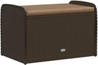 Brown PE Rattan Outdoor Storage Bench, Weatherproof Patio Furniture with Cushion, Garden Deck Box for Porch, 242.5 lbs Capacity Bench Seating