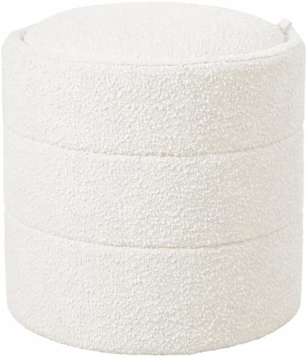 HomePop 18" Storage Round Ottoman - Cream Boucle