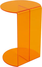 Side Table, Acrylic End Table with Storage Shelf, Floorstanding Nightstand with Sturdy Base for Small Space, Bedside Table, Console Table for Bedroom, Living Room, Office(Orange)