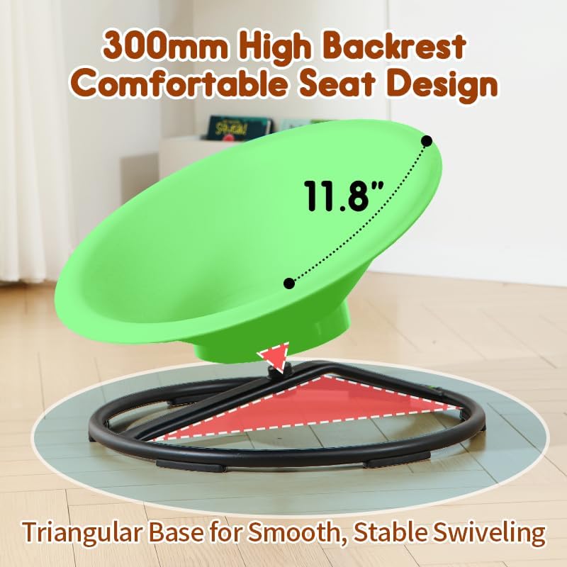 Spinning Chair for Autistic Kids, Sit and Spin Autism Toys for Age 3+, Sensory Swivel Chair Enhancing Motor Skills, Educational Indoor & Outdoor Toys (Green)