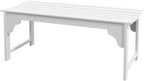 Garden Bench Seat, White Slatted Wooden Outdoor Bench with Curved Seat, Patio Park Bench for Front Porch Backyard Deck Lawn Yard Garden Entryway Seating