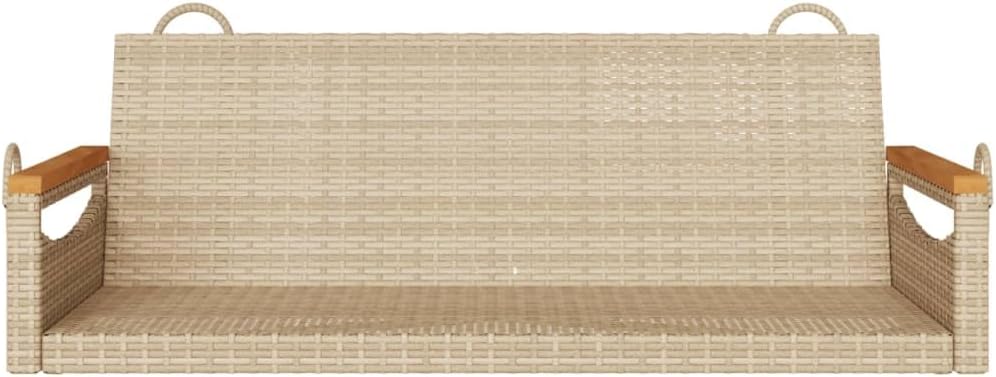 Patio Swing Bench Beige,Beige Poly Rattan Swing Bench Durable, Stylish Outdoor & Indoor Garden Furniture for Two Patio Furniture