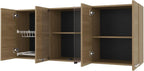 Wall Cabinet Kitchen 4 Doors and Glass Storage, Natural Oak,for Kitchen
