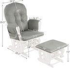 Costzon Nursery Glider with Ottoman, Upholstered Comfort Glider Rocker with Padded Cushion, Storage Pocket, Solid Wood Base, Rocking Chair Nursery for Breastfeeding, Napping (Light Gray)