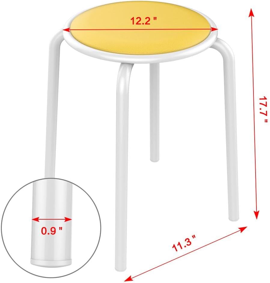 Topeakmart Metal Stack Stools with Padded Seat Soft Bar Stools Portable Furniture Flexible Seating 17.7in Height Pack of 5