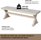 IC International Concepts, Canyon Collection Solid Bench, Solid Real Wood, Sturdy Parawood, Entryway/Dining/Living, 60"W x 14.56"D x 18"H, 450 lbs Weight Capacity, Paint/Stain Ready, Unfinished