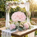 24PCS Light Pink Artificial Hydrangea Flowers with Stems, Silk Faux Hydrangea Heads for Baby Girl Shower & Nursery Decor