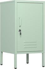 Metal Locker Storage Cabinet with Lock, Modern Bedside Table with 1 Door and Adjustable Shelf, Lockable Nightstand for Bedroom, End Table with Leveling Feet for Office & Living Room