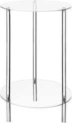 Acrylic Detachable End Table, 2-Tier Clear Round Acrylic Coffee Table, 11.8 x 19.6 Modern Small Side Desk, Detachable Beside Desk for Living Room, Bedroom