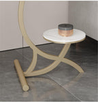 Rock Slab Side Table Fashion Round Living Room Small Coffee Balcony Sofa Corner(Gray,60 * 50cm)