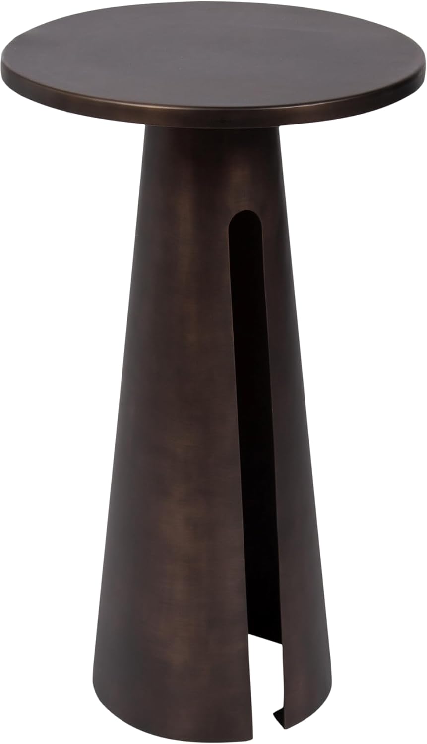Kate and Laurel Picard Modern Metal Round Side Table, 14 x 14 x 24, Bronze, Sculptural Circle End Table for Use as Unique Bedroom Nightstand or Pedestal Martini Table