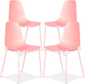 Poly & BARK Isla Modern Kitchen Chairs Set of 4 - Plastic Dining Chair with Metal Legs - Quick Assembly Simple Cafe Chairs Plastic for Indoor or Outdoor - Blush Pink