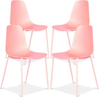 Poly & BARK Isla Modern Kitchen Chairs Set of 4 - Plastic Dining Chair with Metal Legs - Quick Assembly Simple Cafe Chairs Plastic for Indoor or Outdoor - Blush Pink