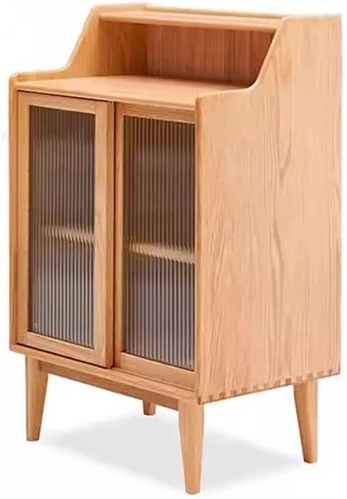 Entryway Cabinet Solid Wood Sideboard Modern Minimalist Glass Door Wine Cabinet Nordic Oak Dining Room Storage Cabinet Sideboard Storage Cabinet