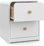 Storkcraft Next Santos 2-Drawer Nightstand, White with Natural | GREENGUARD Gold Certified, Pre-Installed Drawer Tracks for Easier Assembly, Nightstand Organizer for Kids Bedroom